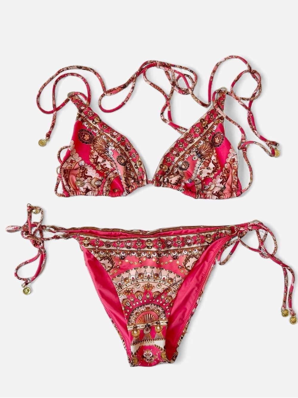 Camilla Embellished Triangle Bikini Set – Pink Multi